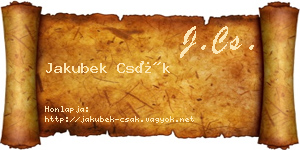 Jakubek Csák névjegykártya